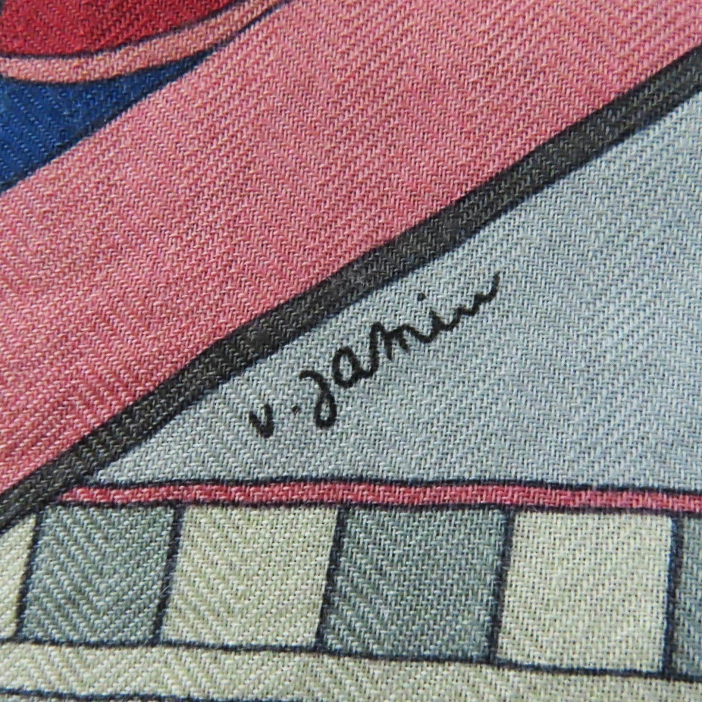 HERMES Stall SANGLES EN ZIGZAG ????????? cashmere Multi Carre140 Caregean