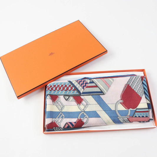 HERMES Stall SANGLES EN ZIGZAG ????????? cashmere Multi Carre140 Caregean