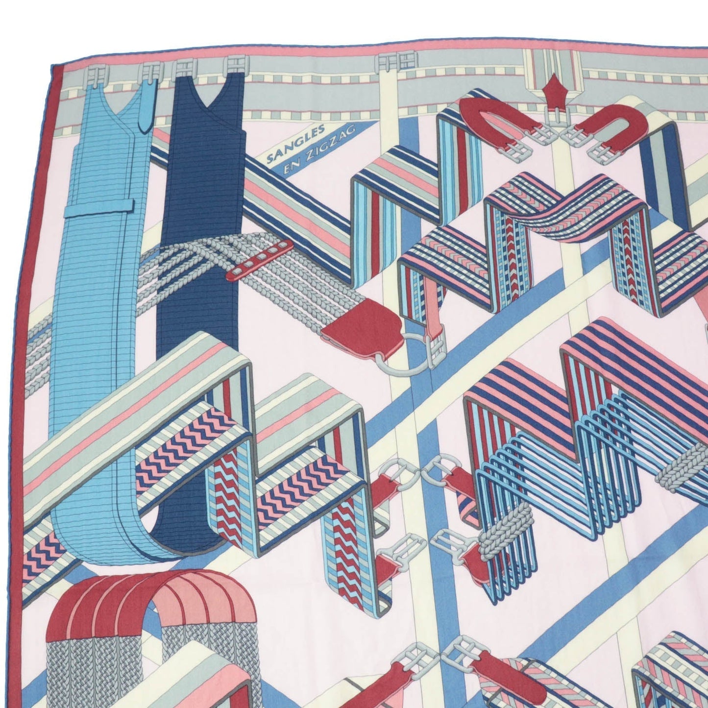 HERMES Stall SANGLES EN ZIGZAG ????????? cashmere Multi Carre140 Caregean