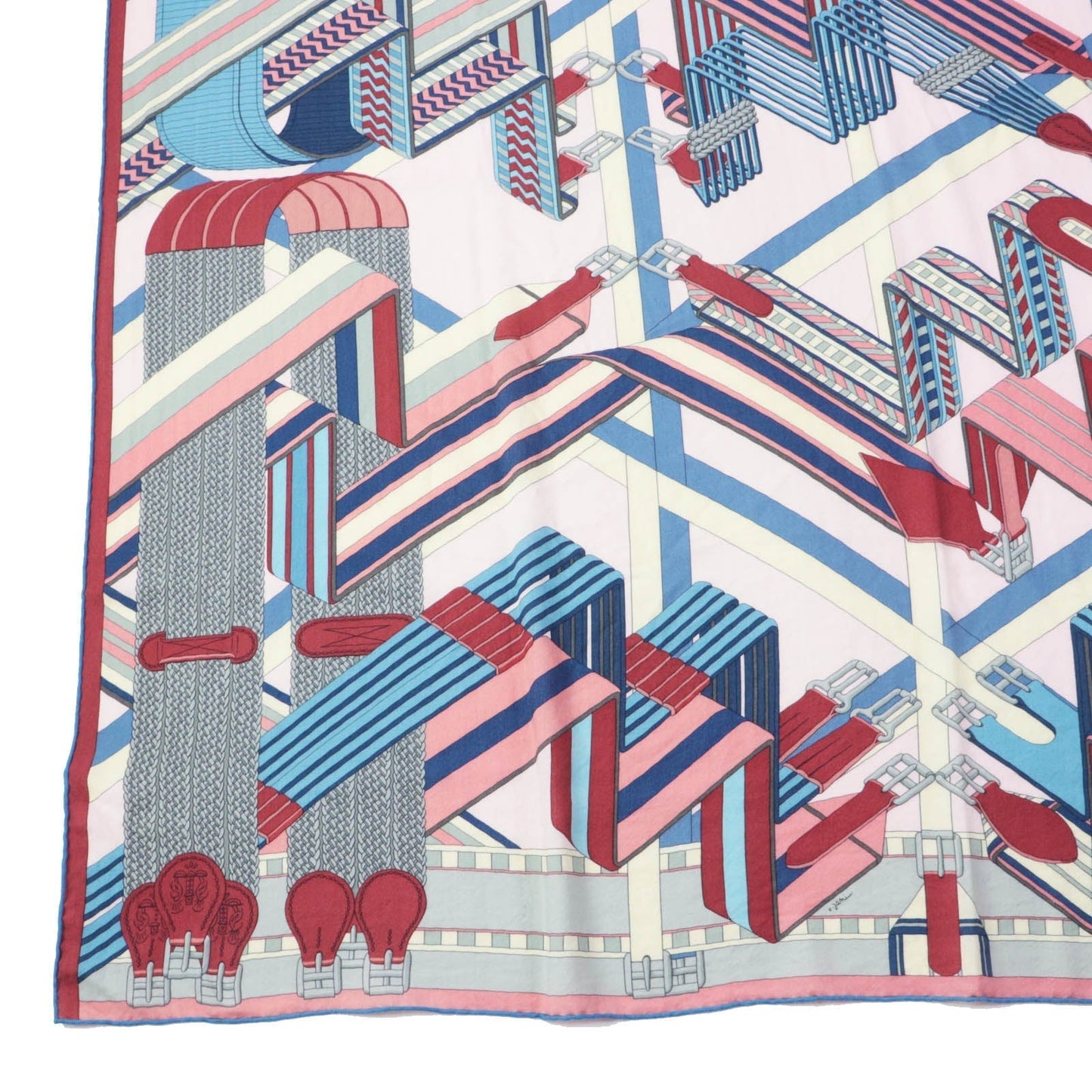 HERMES Stall SANGLES EN ZIGZAG ????????? cashmere Multi Carre140 Caregean