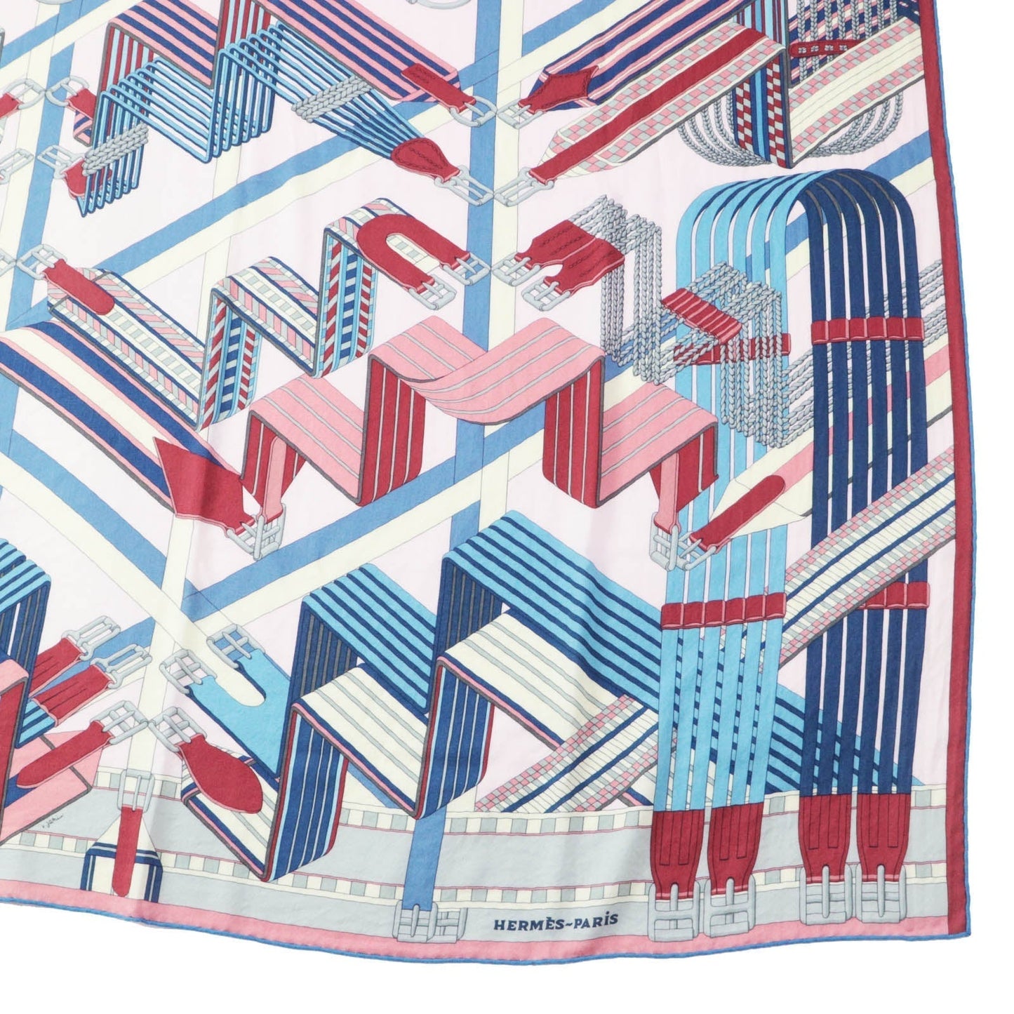 HERMES Stall SANGLES EN ZIGZAG ????????? cashmere Multi Carre140 Caregean
