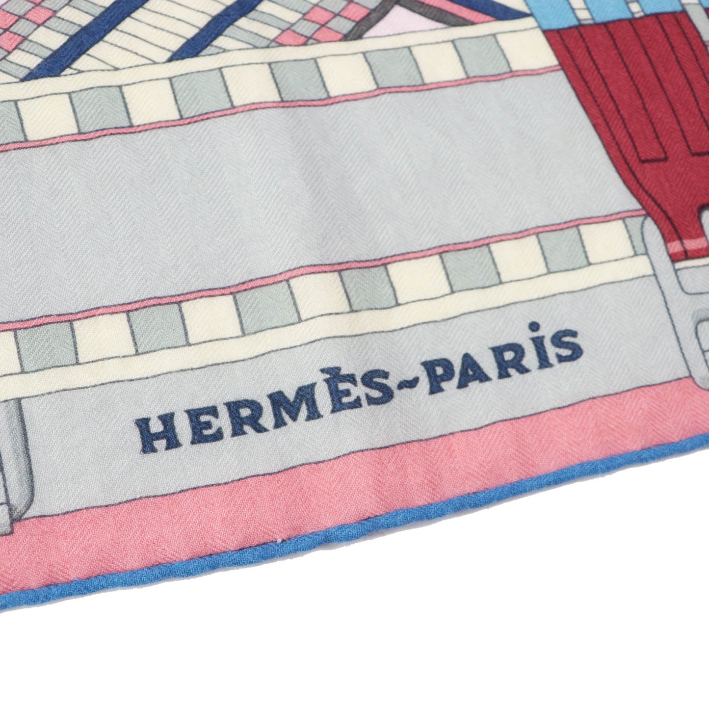 HERMES Stall SANGLES EN ZIGZAG ????????? cashmere Multi Carre140 Caregean