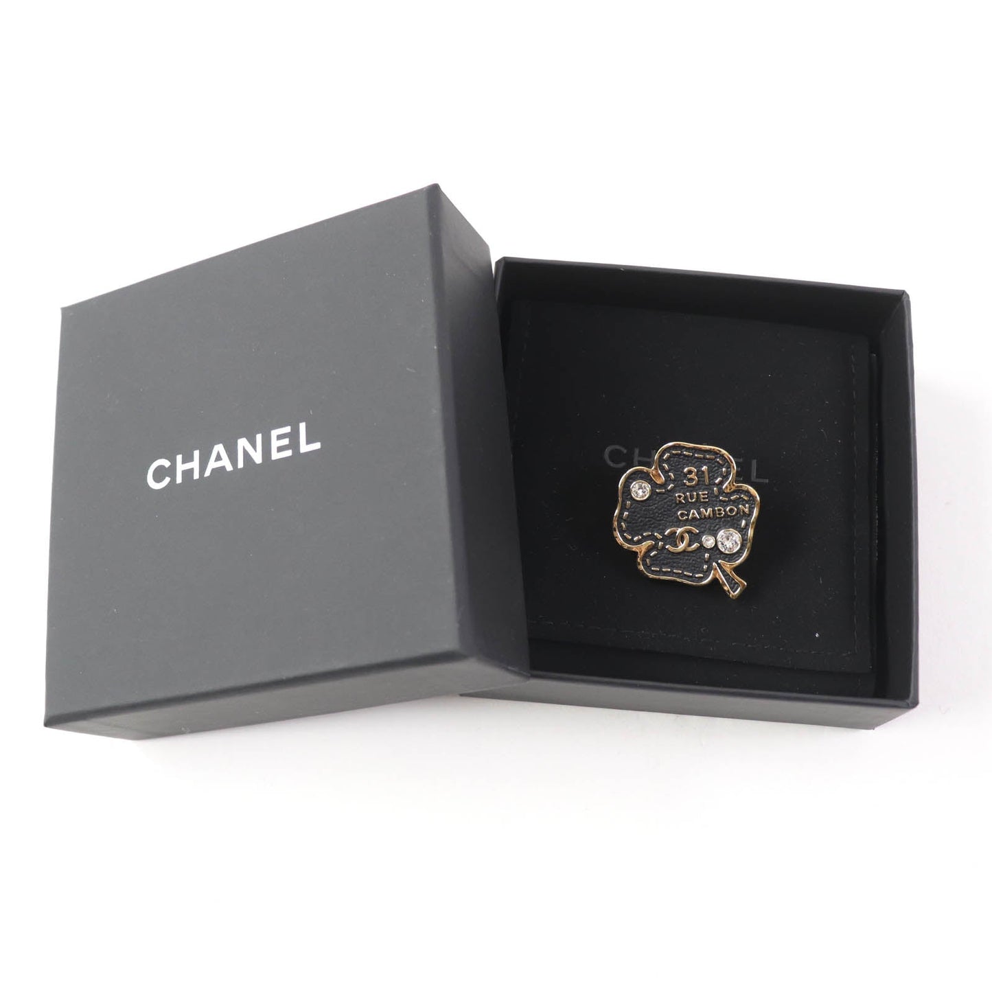 CHANEL Brooch B23S ABA782 Rhinestone Black gold
