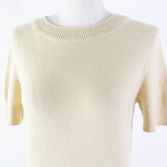 HERMES Short sleeve knit 06-7700 cashmere beige 36