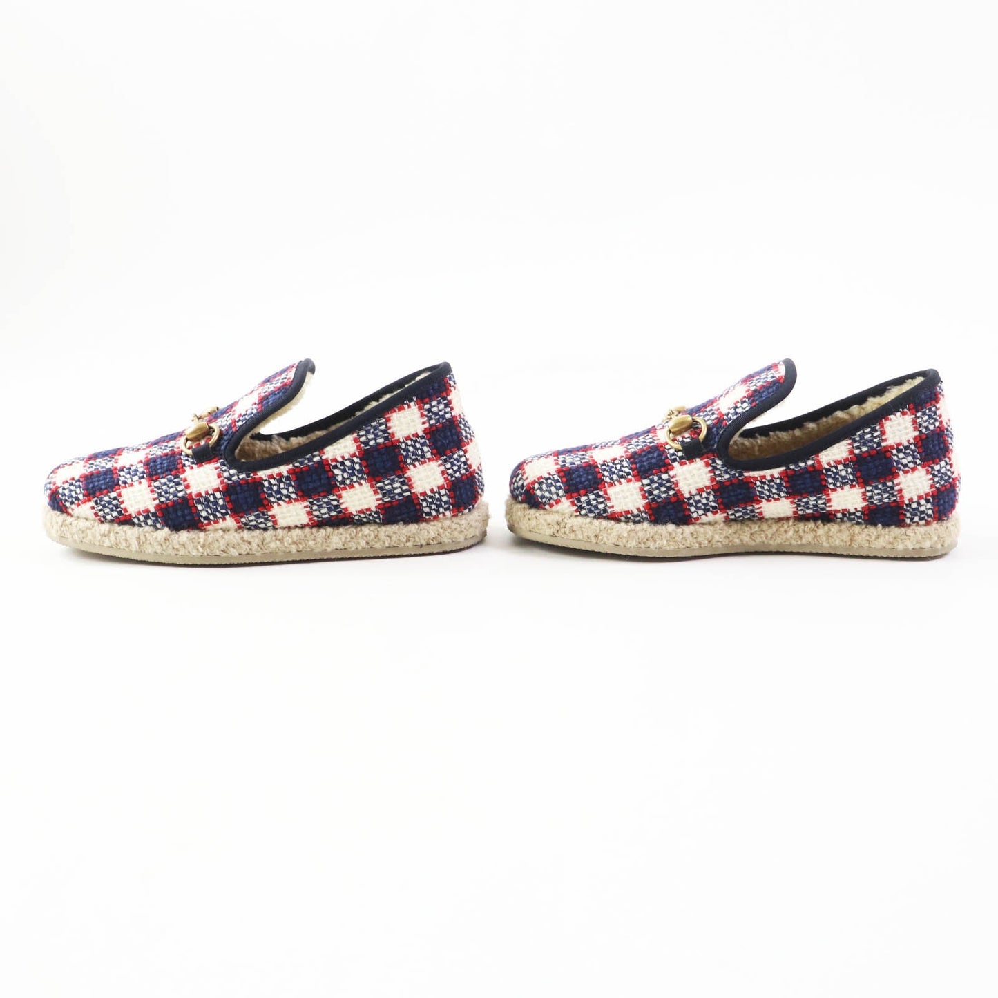 GUCCI loafers Main: , Main: Tweed Inner: Boa Navy red white Women 36 1/2