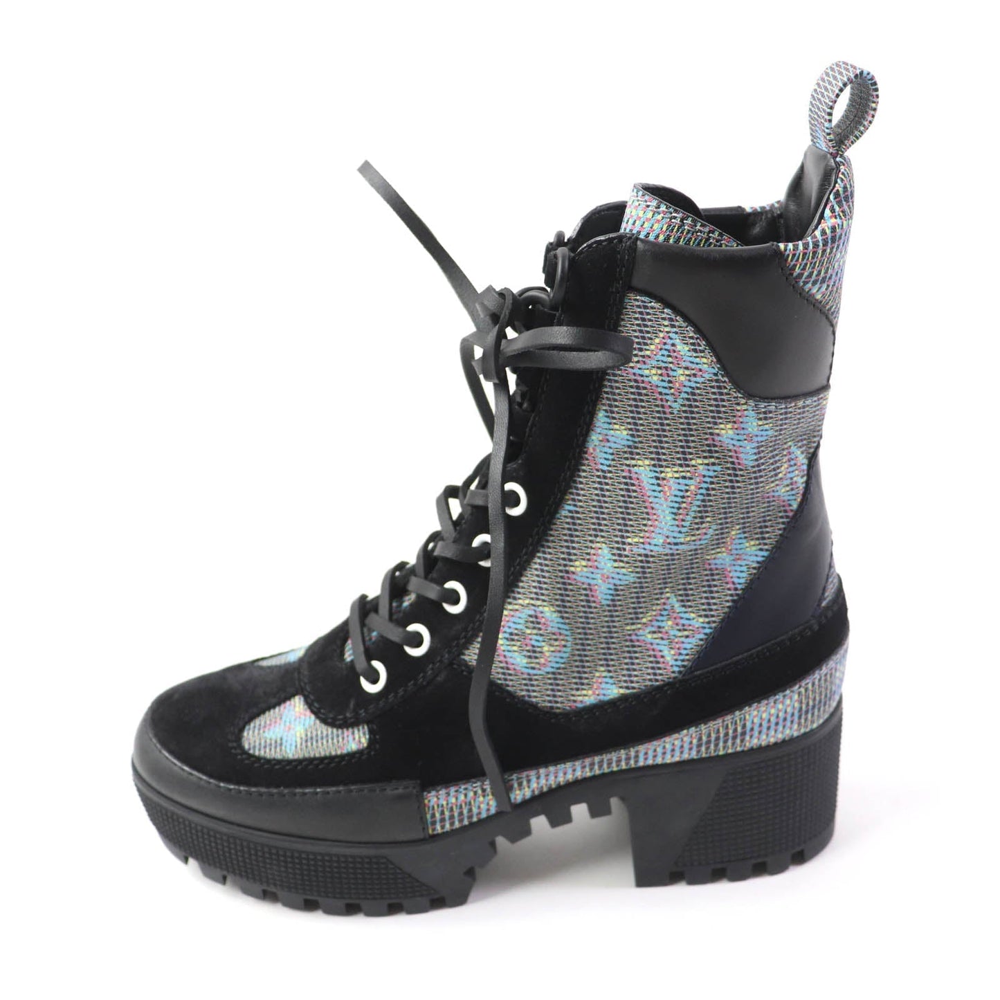 LOUIS VUITTON Ankle boots Main: Leather, Part: Suede Black multicolor Laurier Line Women 34.5  d