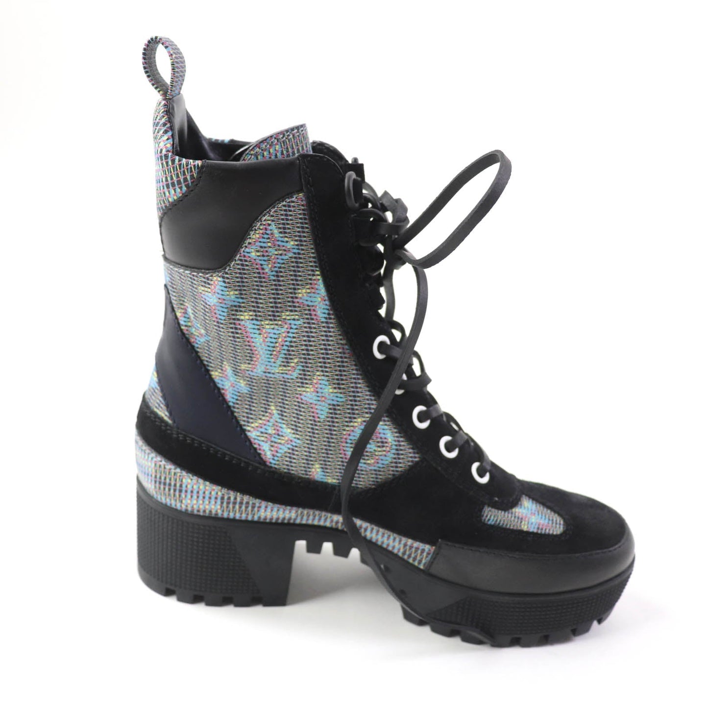 LOUIS VUITTON Ankle boots Main: Leather, Part: Suede Black multicolor Laurier Line Women 34.5  d