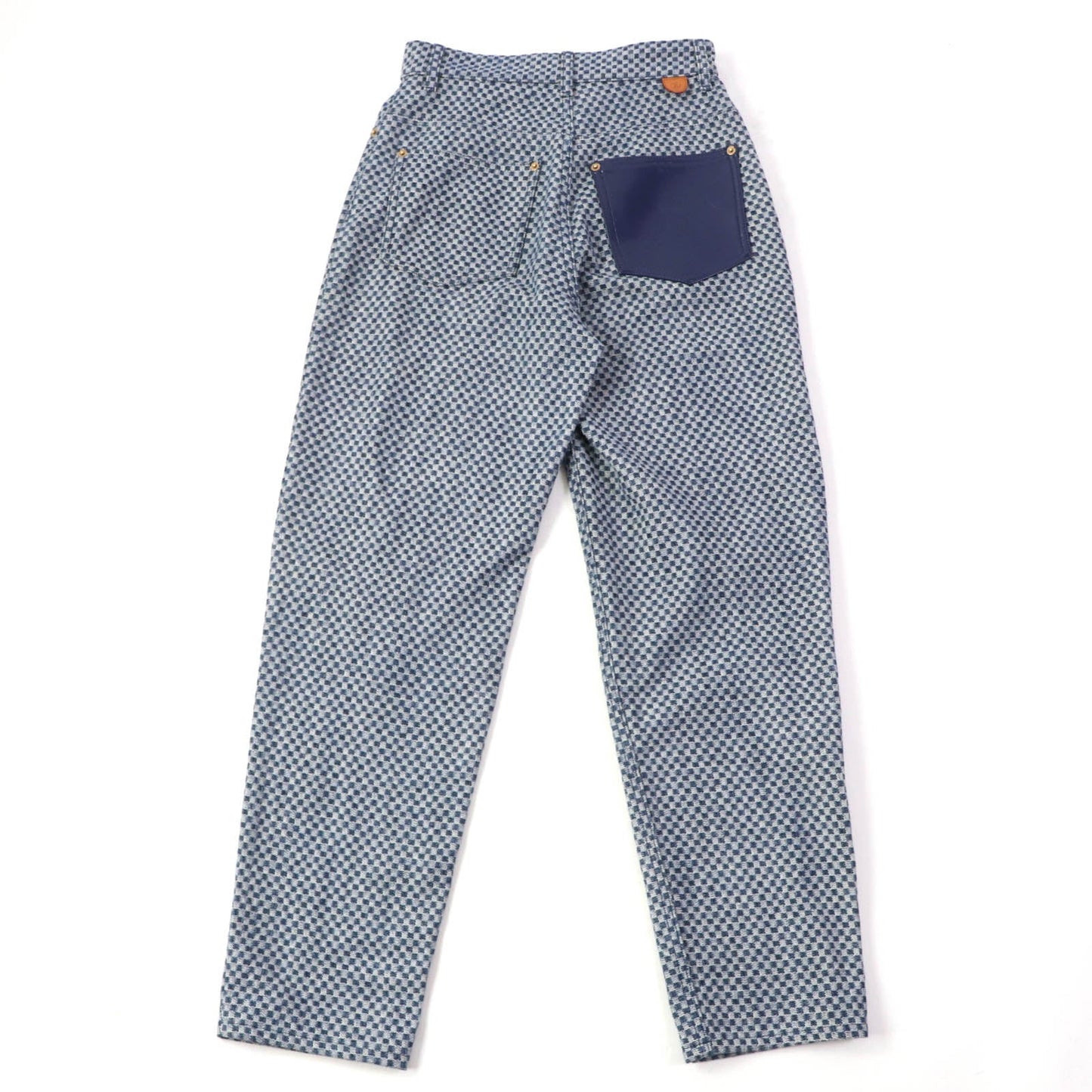 LOUIS VUITTON Denim pants Main: 100% cotton, Lining: 100% cotton, Part: 77% polyester, Part: 23% polyurethane, Part: 50% polyester, : 50% cotton Part: leather Navy Women 34