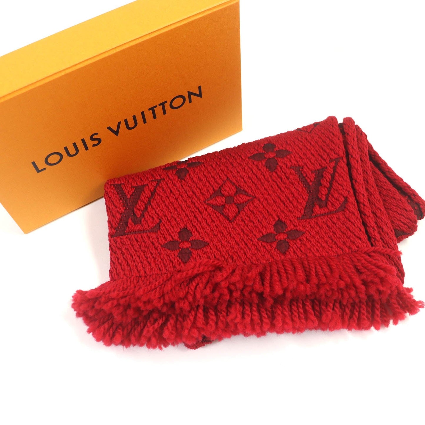 LOUIS VUITTON Scarf M72432 94% wool, 6% silk (There is no material tag, but it is likely that these materials are  d.) Ruby Esharp Logomania Women