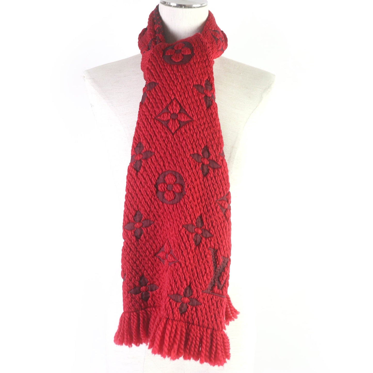 LOUIS VUITTON Scarf M72432 94% wool, 6% silk (There is no material tag, but it is likely that these materials are  d.) Ruby Esharp Logomania Women