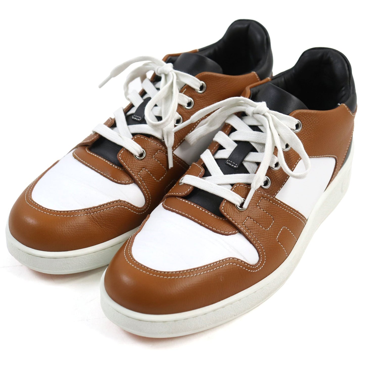 HERMES sneakers Main: Leather Brown white black free mens 39  d
