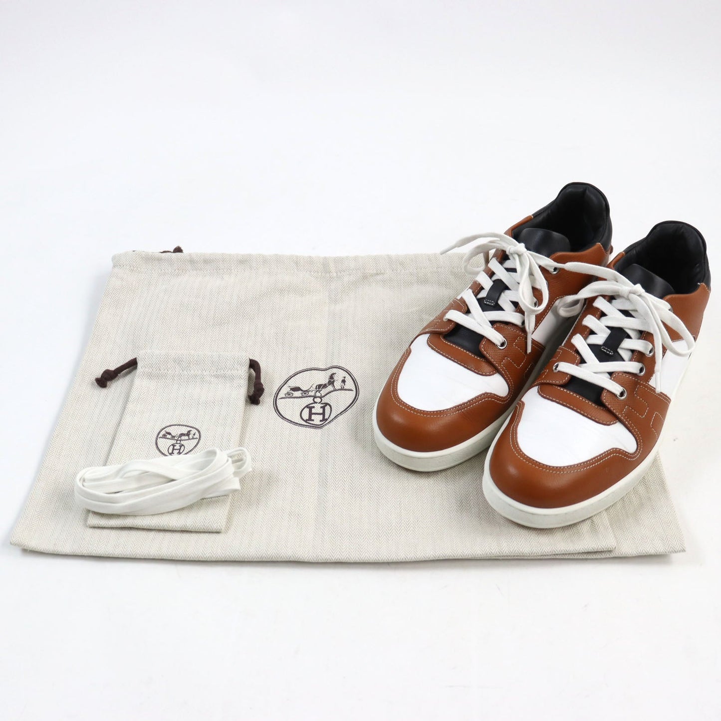 HERMES sneakers Main: Leather Brown white black free mens 39  d