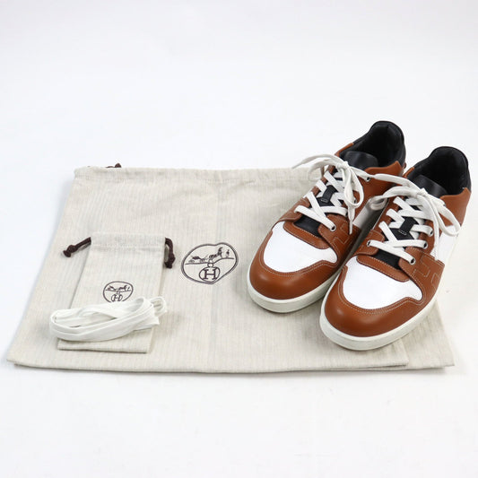 HERMES sneakers Main: Leather Brown white black free mens 39  d