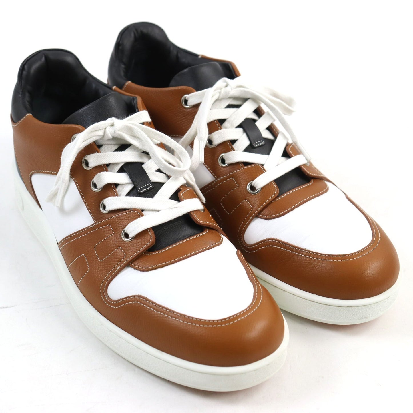 HERMES sneakers Main: Leather Brown white black free mens 39  d