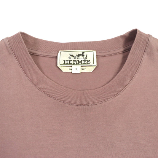 HERMES Short sleeve T-shirt cotton Smoky Pink Dark Gray S