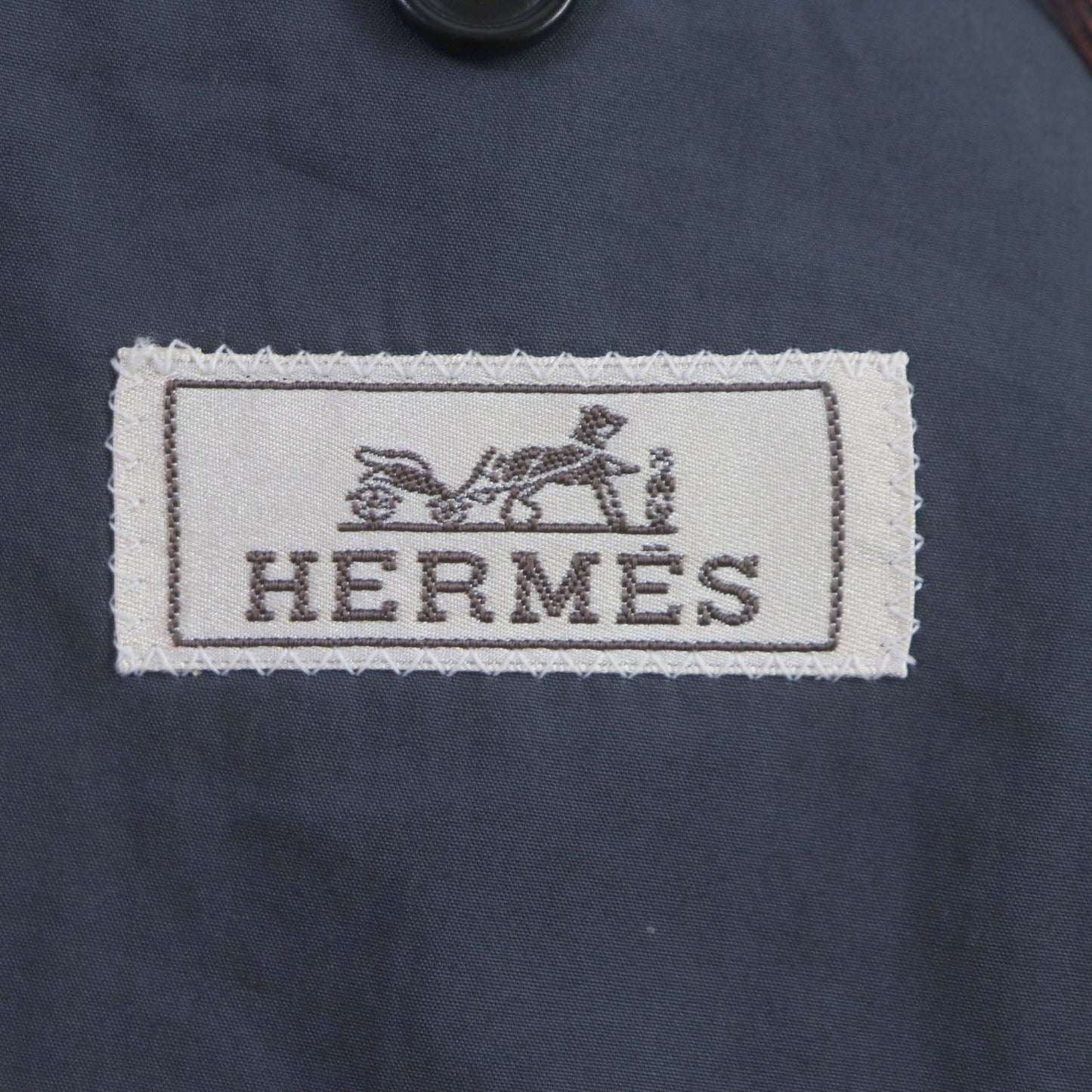 HERMES tailored jacket 21-5257 Main: 100% cotton Navy mens 56  d