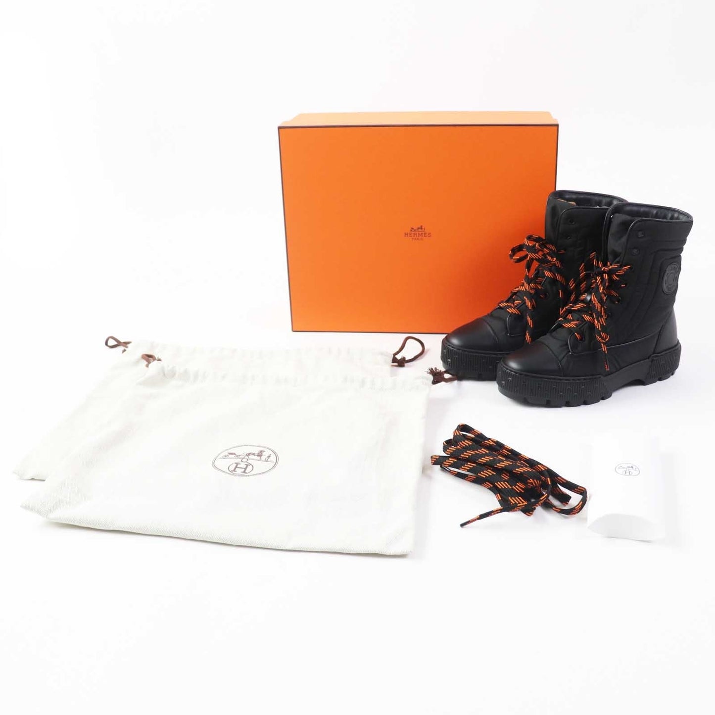 HERMES short boots Main: Leather, parachute fabric black Women 35  d