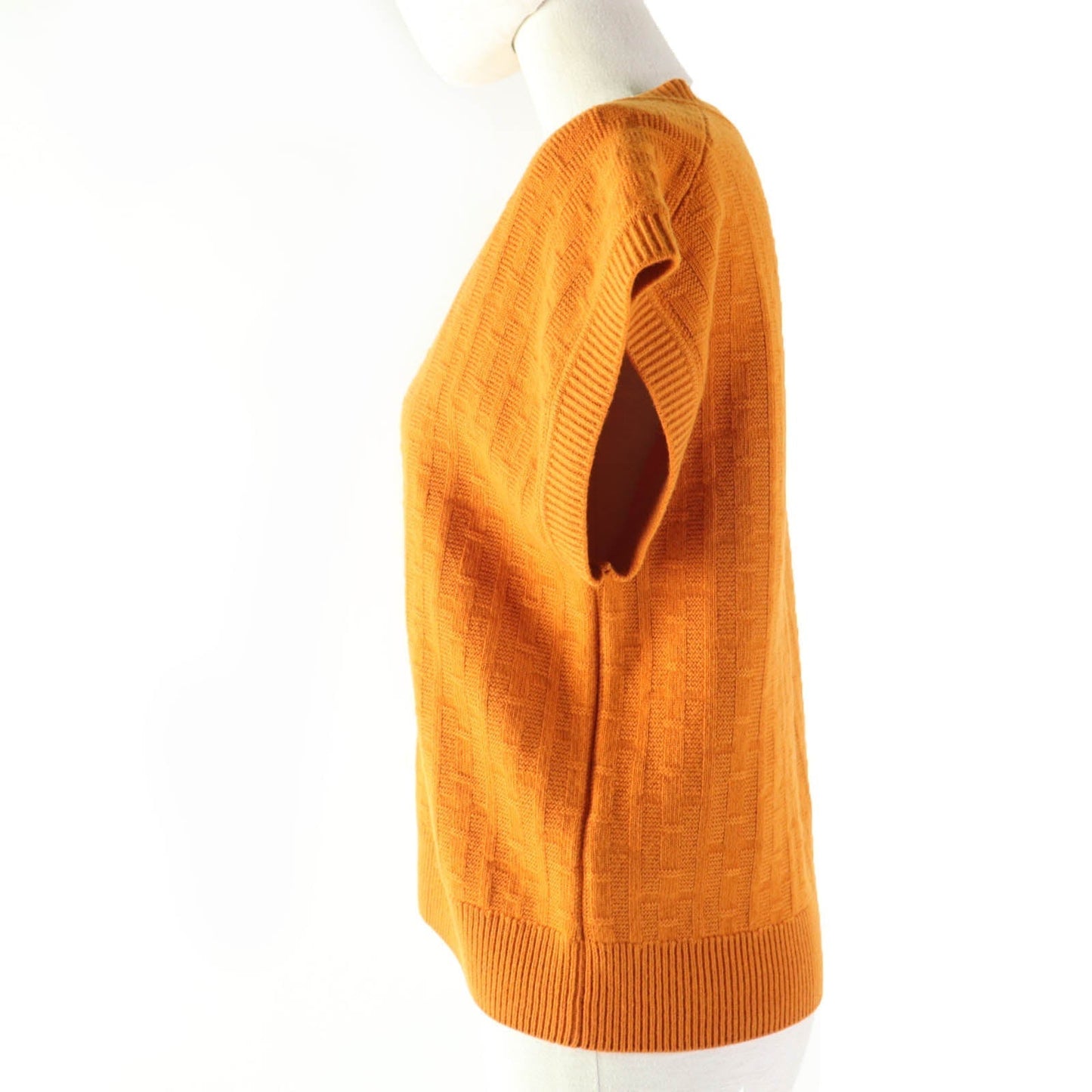 HERMES Short sleeve knit 3E2639DB wool Orange 34