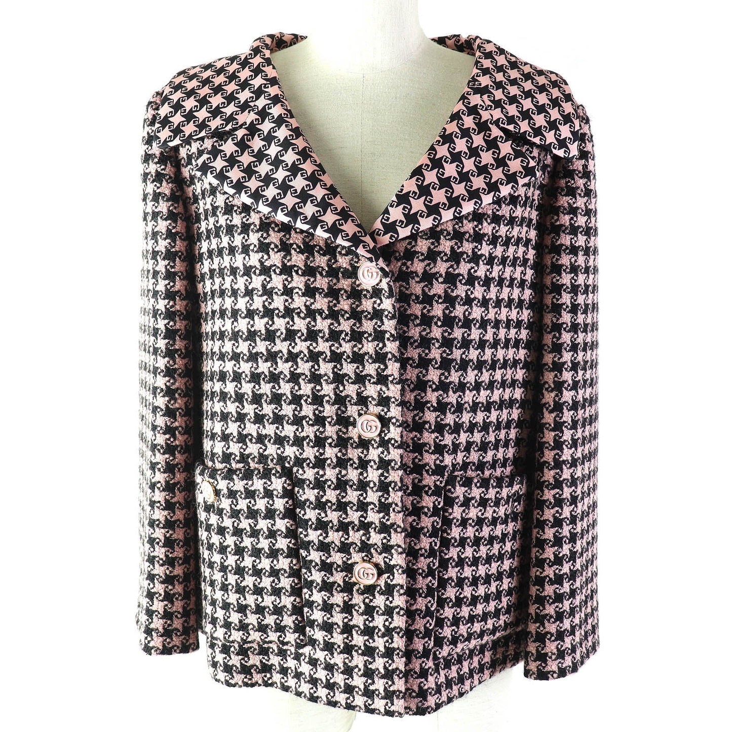 GUCCI Jacket 674323 ZAHXM Outer: 90% wool, Outer: 10% nylon, Lining: 100% silk Pink black Women 36