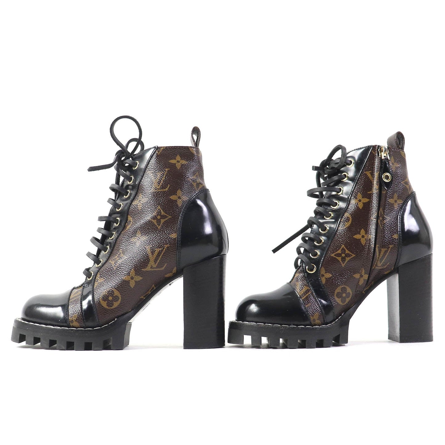 LOUIS VUITTON Ankle boots G34085 Part: Leather Black brown Star trail line Women 36  d
