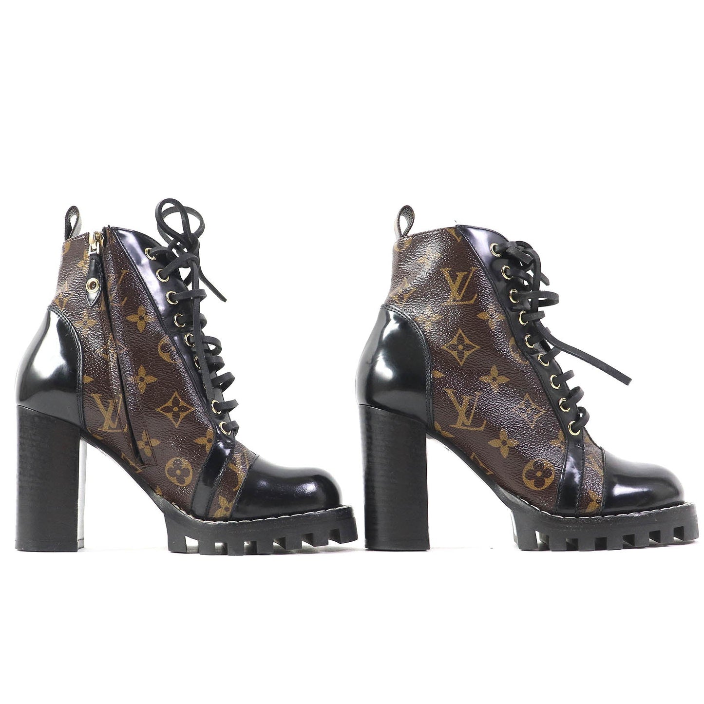 LOUIS VUITTON Ankle boots G34085 Part: Leather Black brown Star trail line Women 36  d