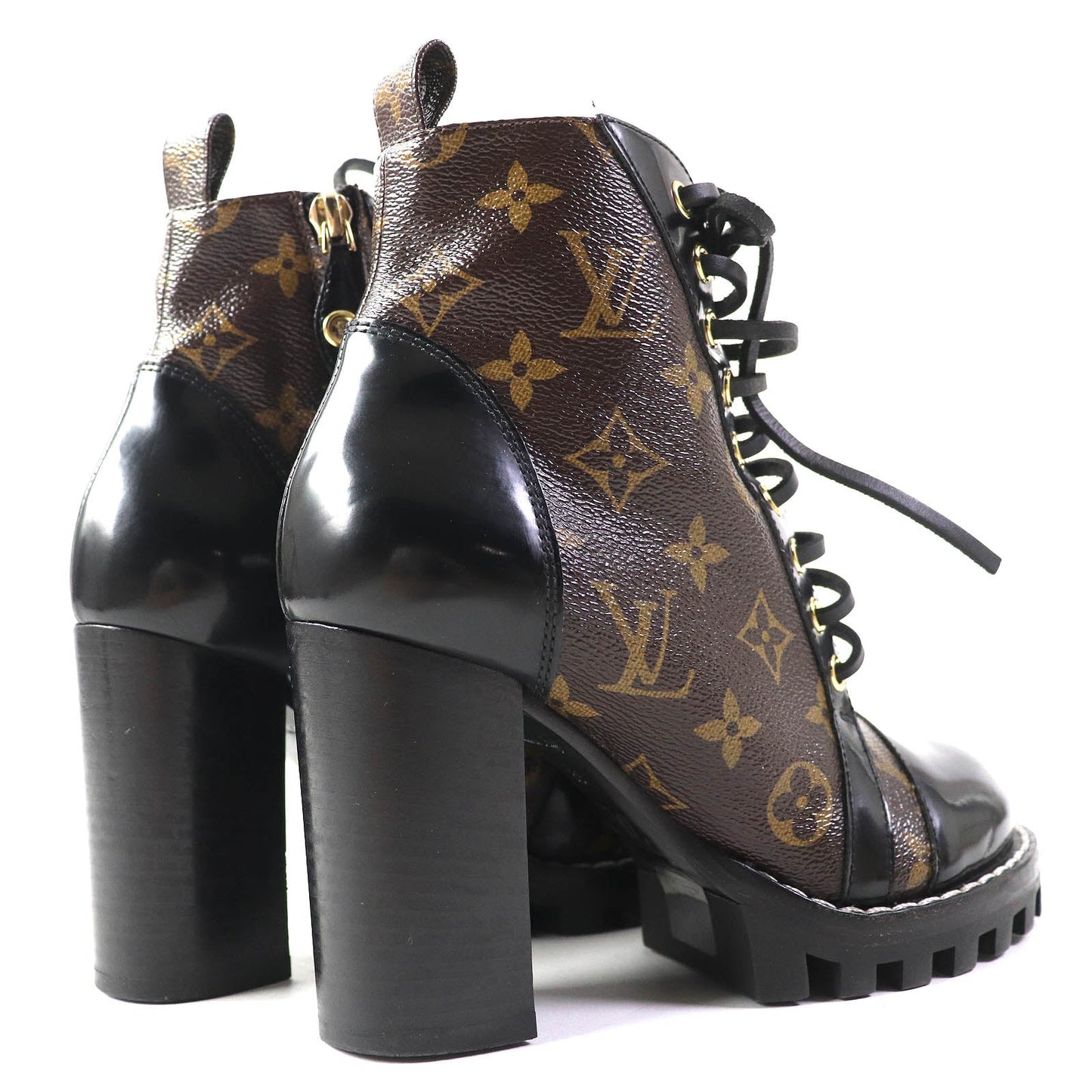 LOUIS VUITTON Ankle boots G34085 Part: Leather Black brown Star trail line Women 36  d