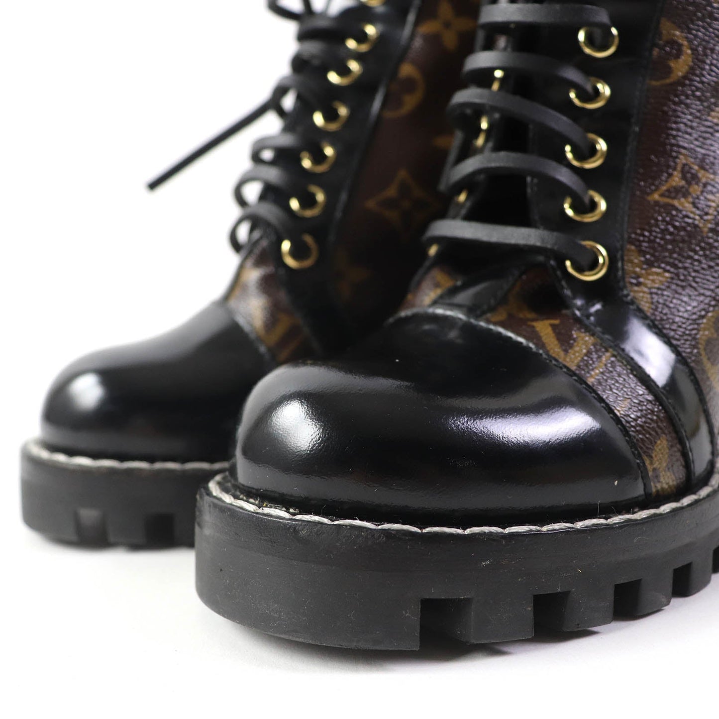 LOUIS VUITTON Ankle boots G34085 Part: Leather Black brown Star trail line Women 36  d