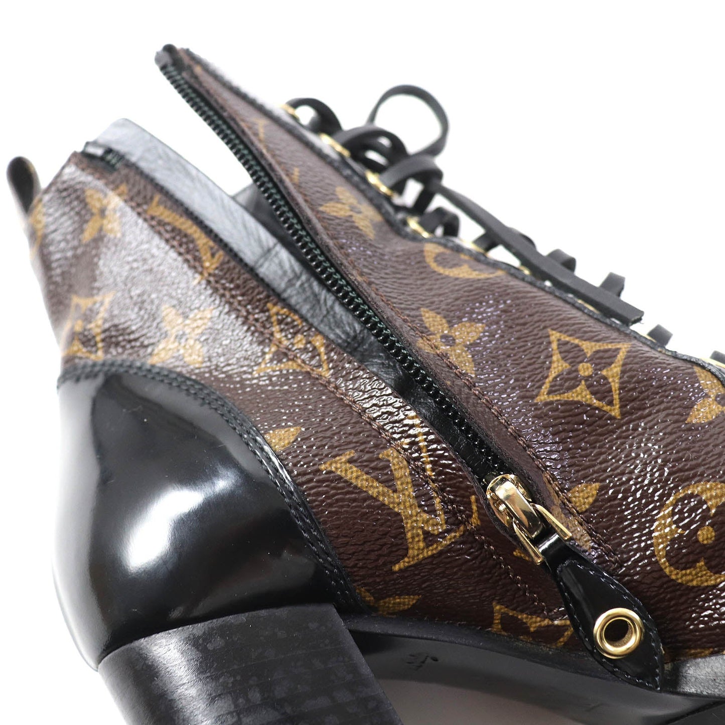 LOUIS VUITTON Ankle boots G34085 Part: Leather Black brown Star trail line Women 36  d