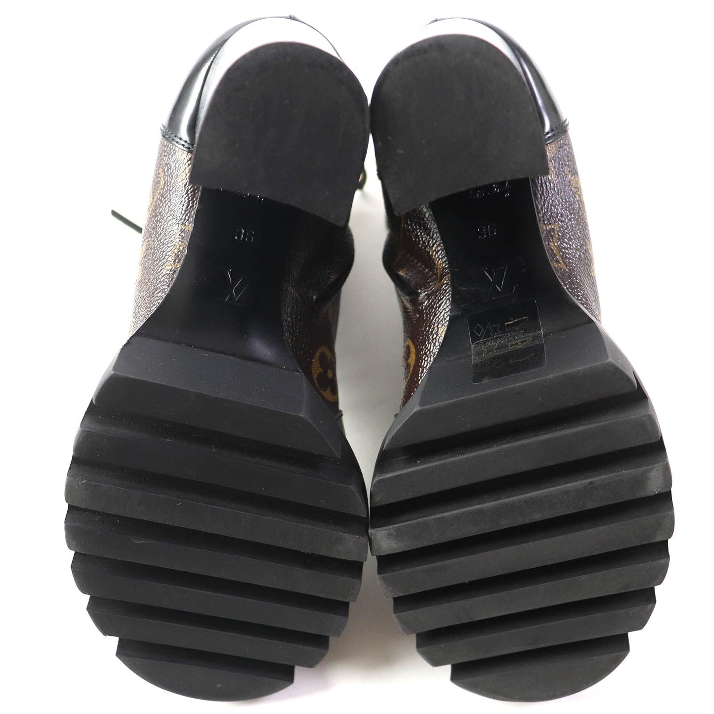 LOUIS VUITTON Ankle boots G34085 Part: Leather Black brown Star trail line Women 36  d