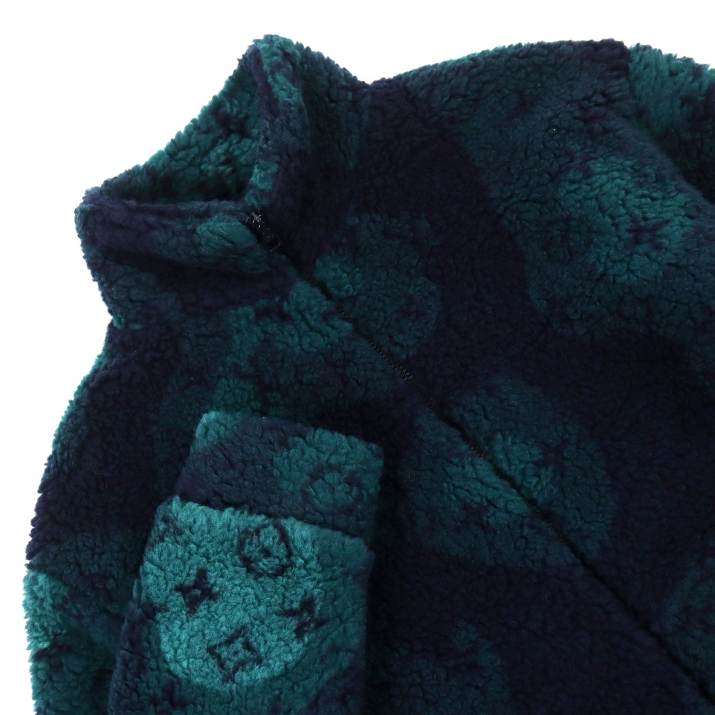 LOUIS VUITTON Blouson HOY15W Outer: 86% polyester, Outer: 14% wool, Lining: 100% cotton Green Navy Camouflage Pattern mens M  d