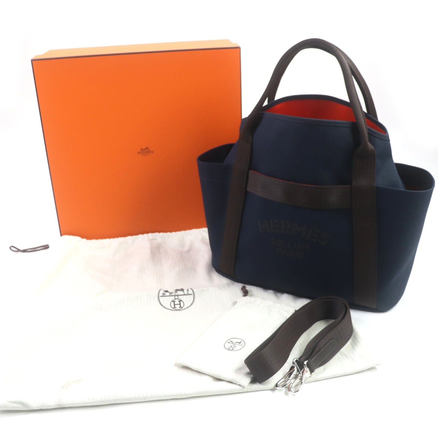 HERMES Tote Bag Main: 62% polyamide, 26% cotton, 12% polyurethane BLUE NAVY/FEU Sucked Pansage Groom mens  d