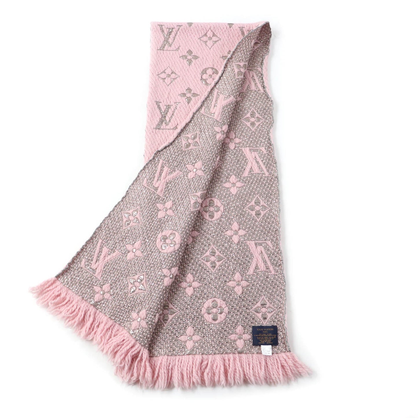LOUIS VUITTON Scarf M70466 Main: 95% wool, Main: 3% silk, Main: 2% polyester Rose valerine Escalp Logo Mania Shine Women