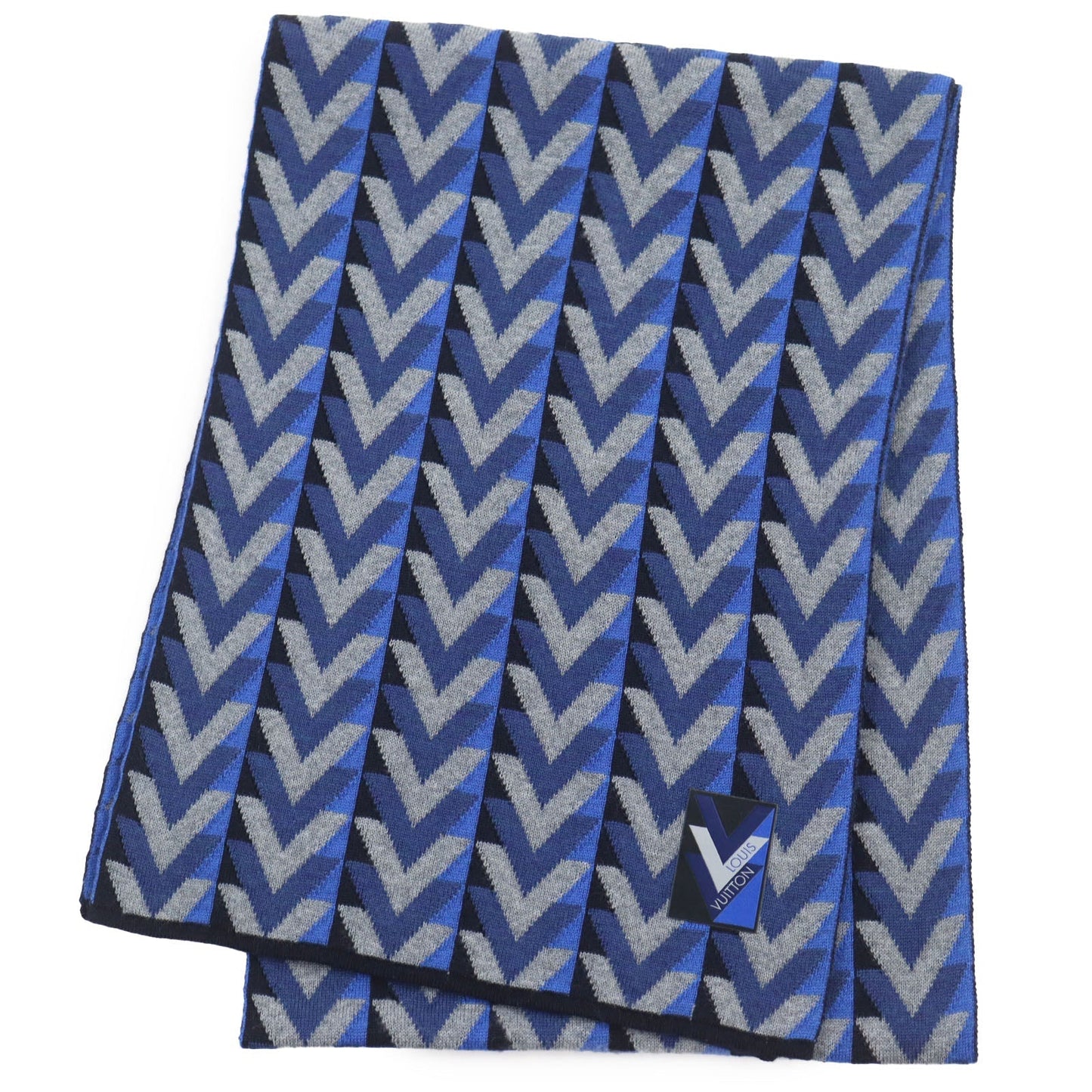 LOUIS VUITTON Scarf M70301 Main: 100% wool Gray Blue type Echarpe V Obsession mens