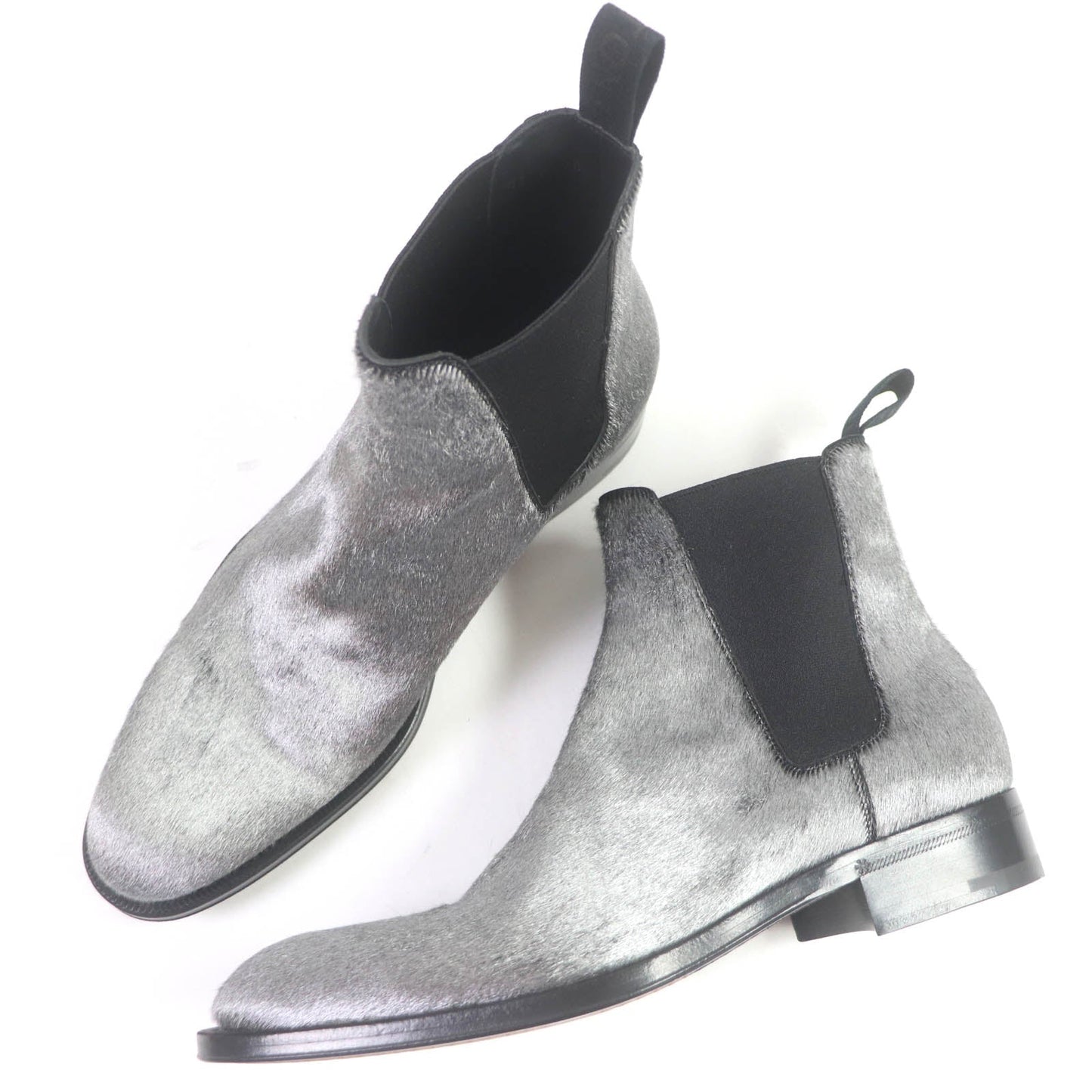 LOUIS VUITTON Ankle boots Main: Leather, Harako fur Silver mens 7.5  d