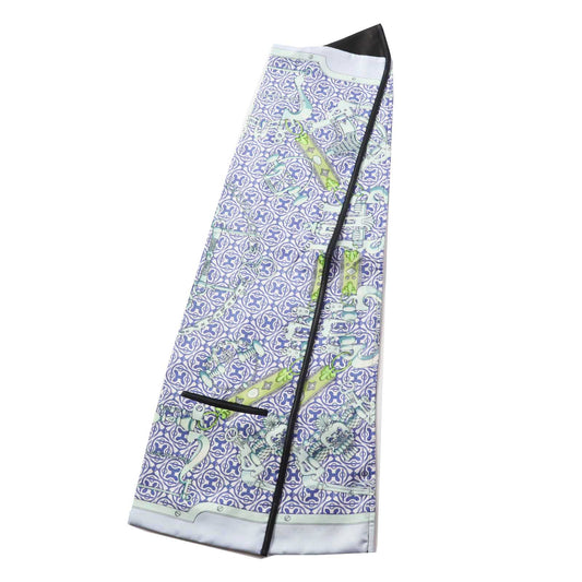 HERMES Stall Main: 100% silk, part: leather Blue type Mors et Gourmettes Bits and Chains Women  d