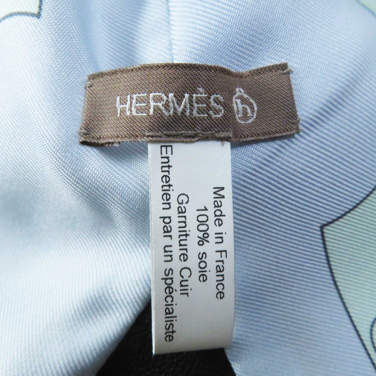 HERMES Stall Main: 100% silk, part: leather Blue type Mors et Gourmettes Bits and Chains Women  d