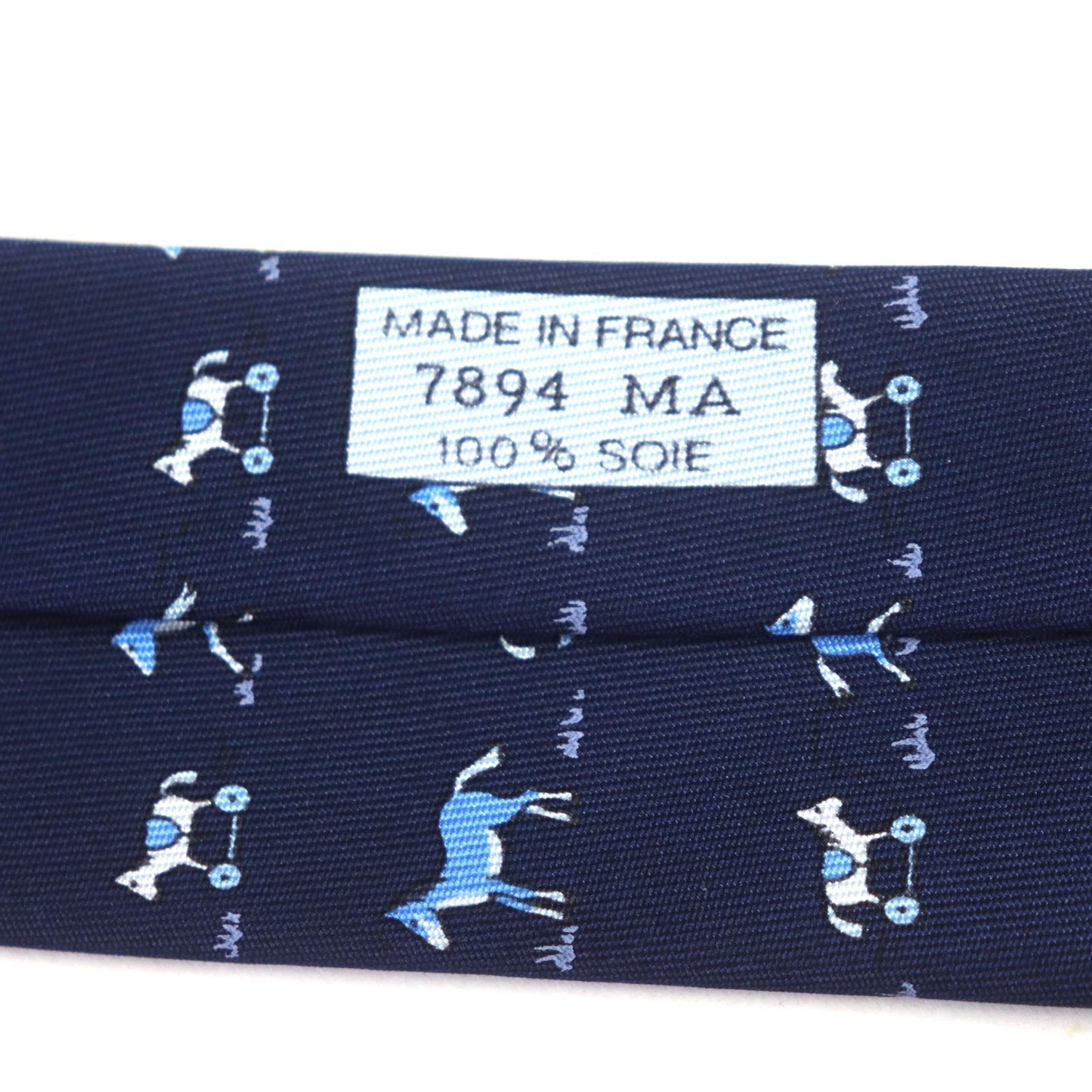 HERMES tie silk Navy