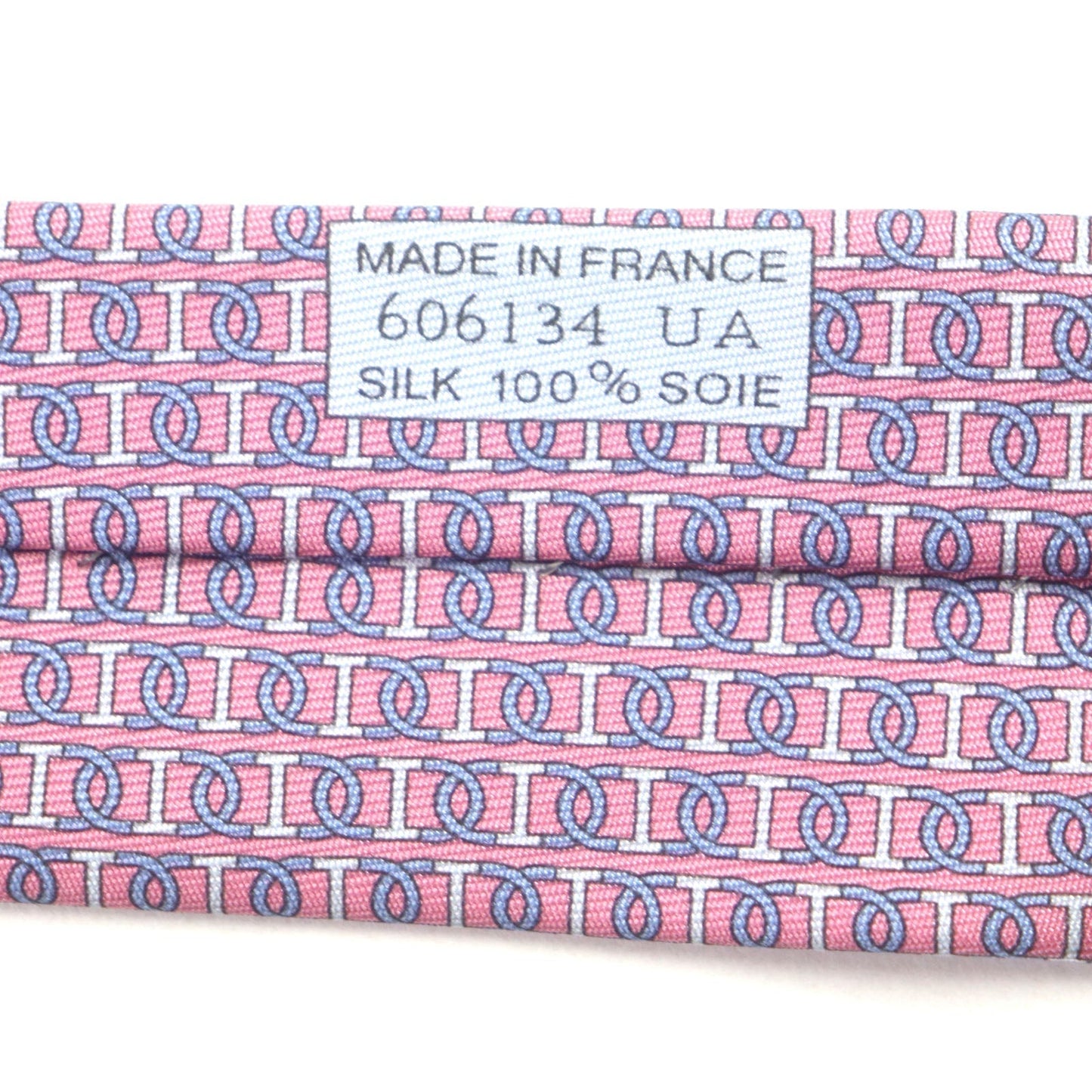 HERMES tie 606134 silk Pink light blue