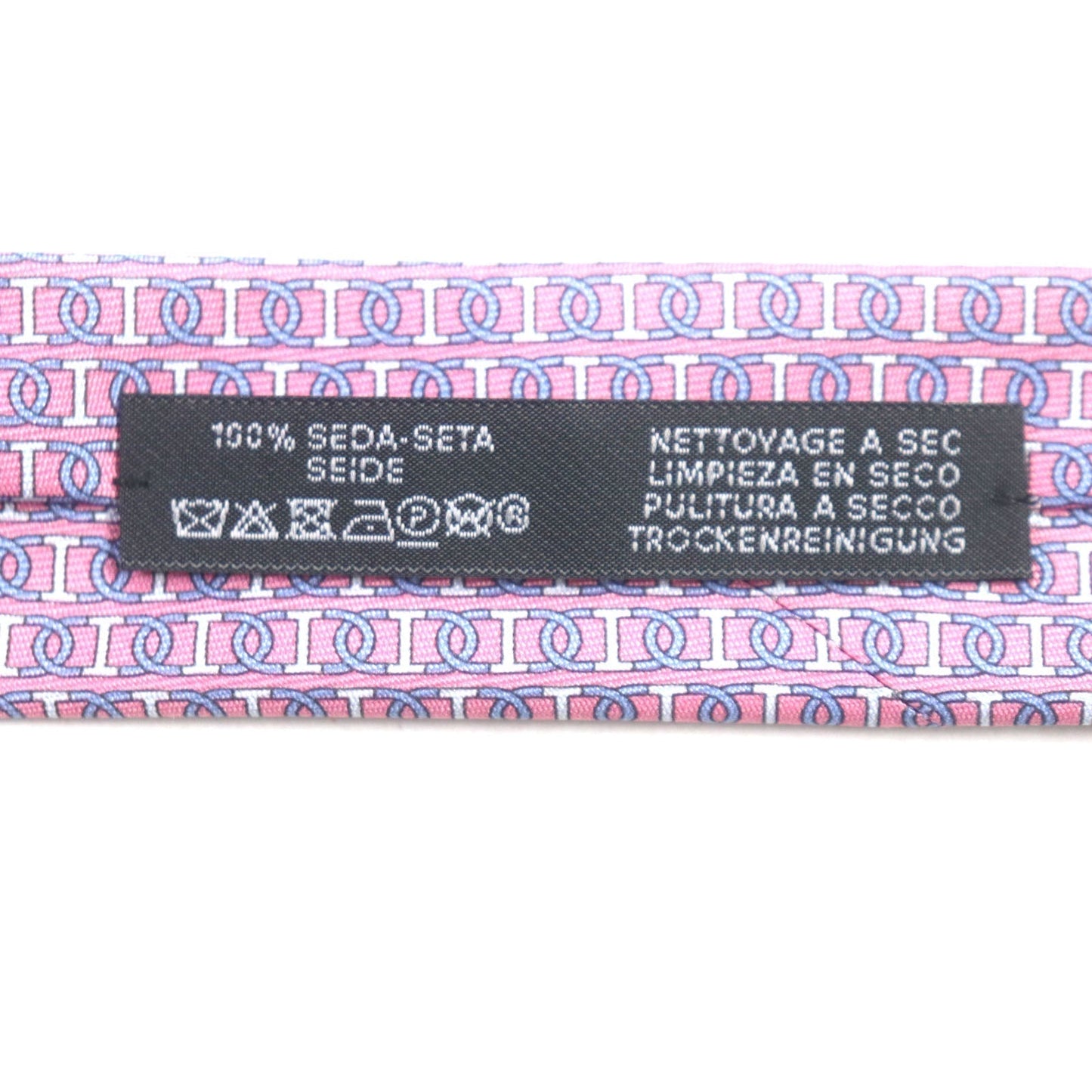 HERMES tie 606134 silk Pink light blue