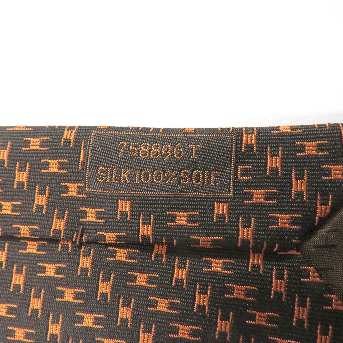 HERMES tie silk Marron Orange