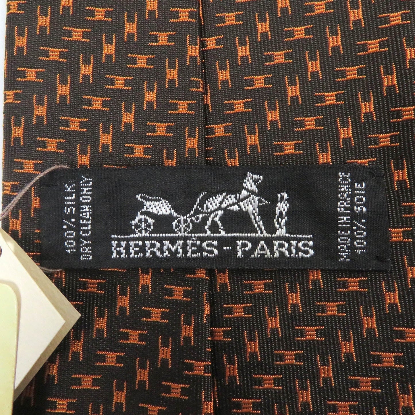 HERMES tie silk Marron Orange