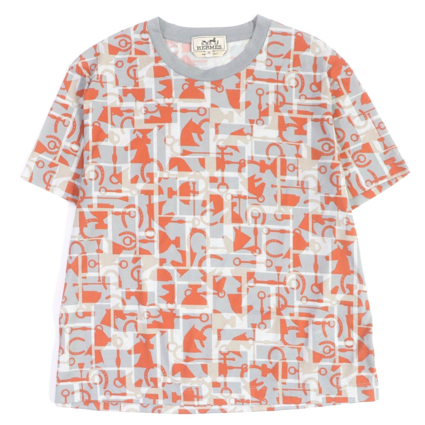 HERMES Short sleeve T-shirt cotton gray XS