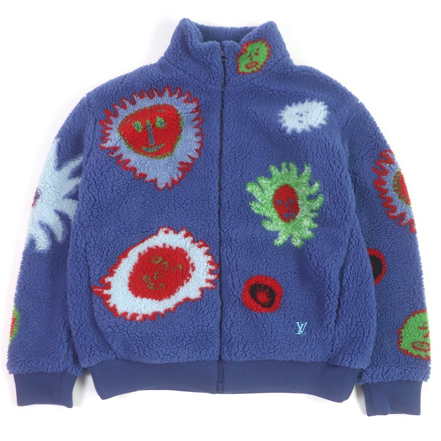 LOUIS VUITTON Blouson Outer: 53% polyester, Outer: 47% acrylic, Lining: 100% cotton, Part: 100% wool blue mens L  d