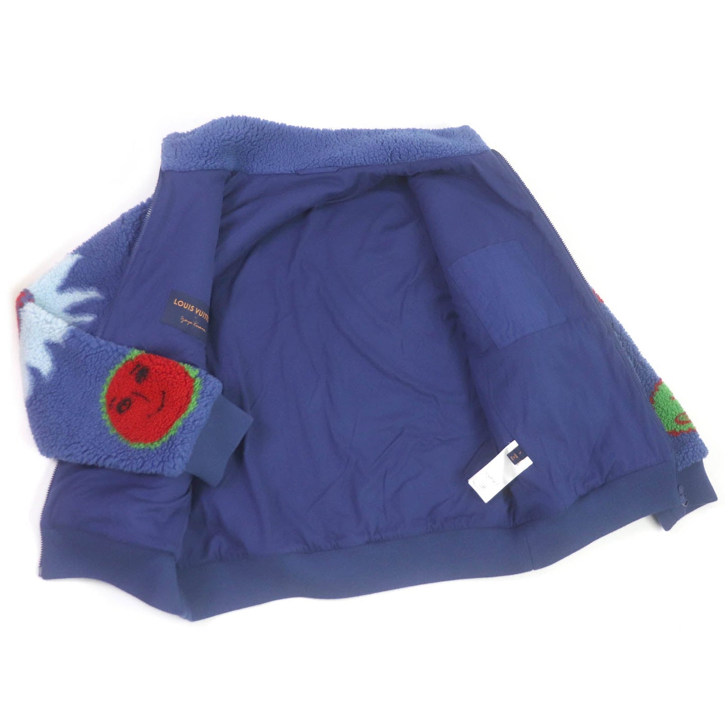 LOUIS VUITTON Blouson Outer: 53% polyester, Outer: 47% acrylic, Lining: 100% cotton, Part: 100% wool blue mens L  d