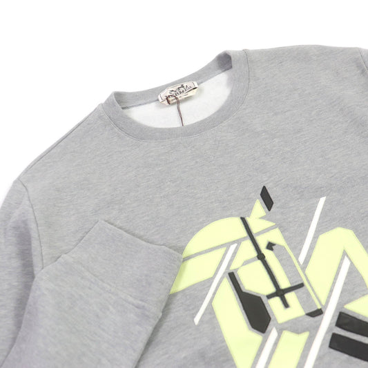 HERMES sweat cotton gray Chevaux en symmetry L