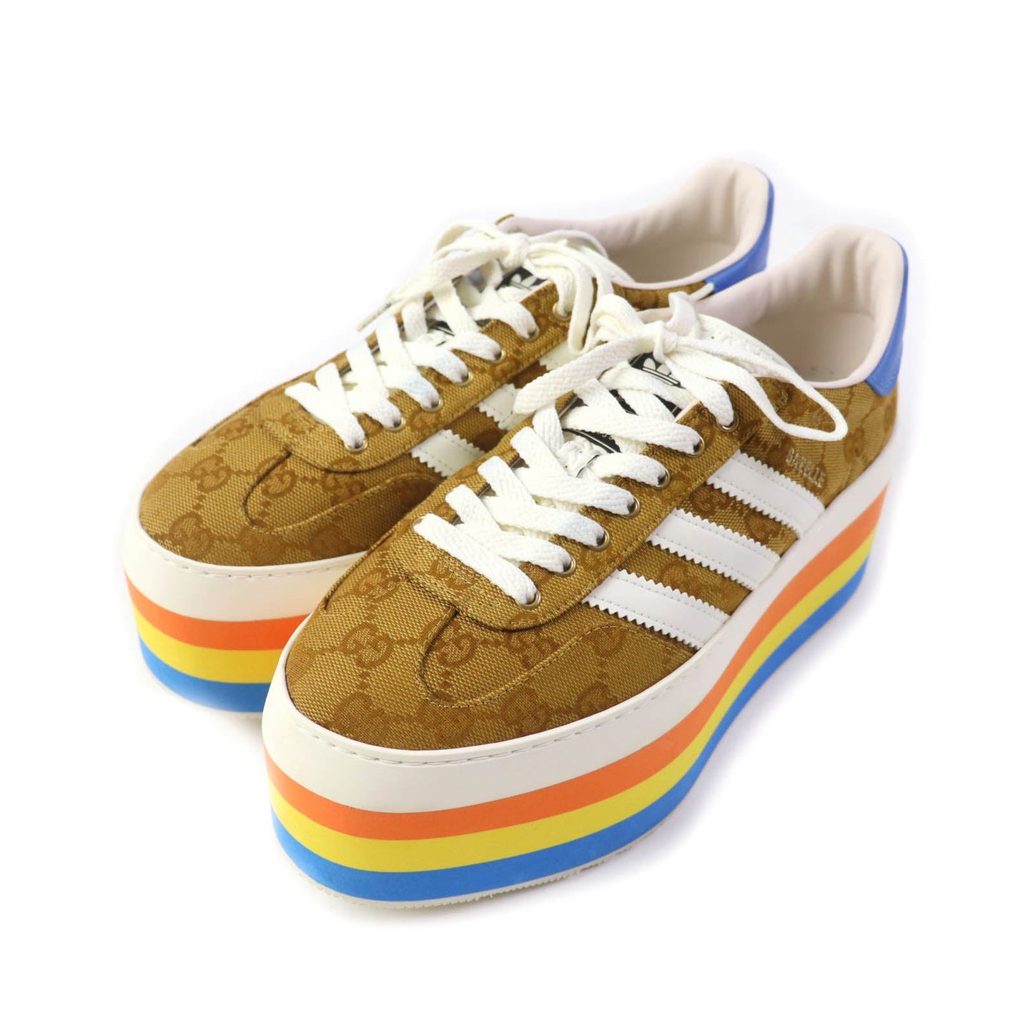 GUCCI sneakers 707873 GG canvas, leather multicolor Gazelle Women 24.5 Secondhand
