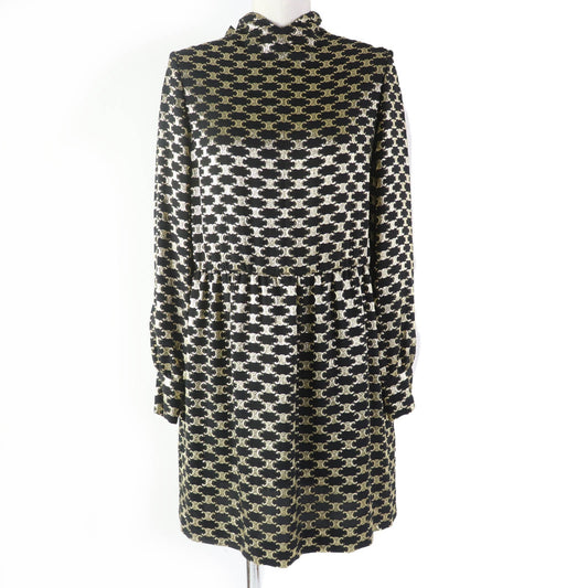 CELINE one piece 2R380805F Main: 67% silk, 33% metal fiber, Lining: 100% silk Black gold Women 34