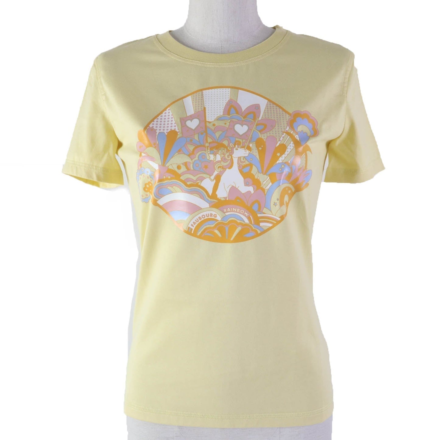 HERMES Short sleeve T-shirt cotton yellow UBOURG RAINBOW 34