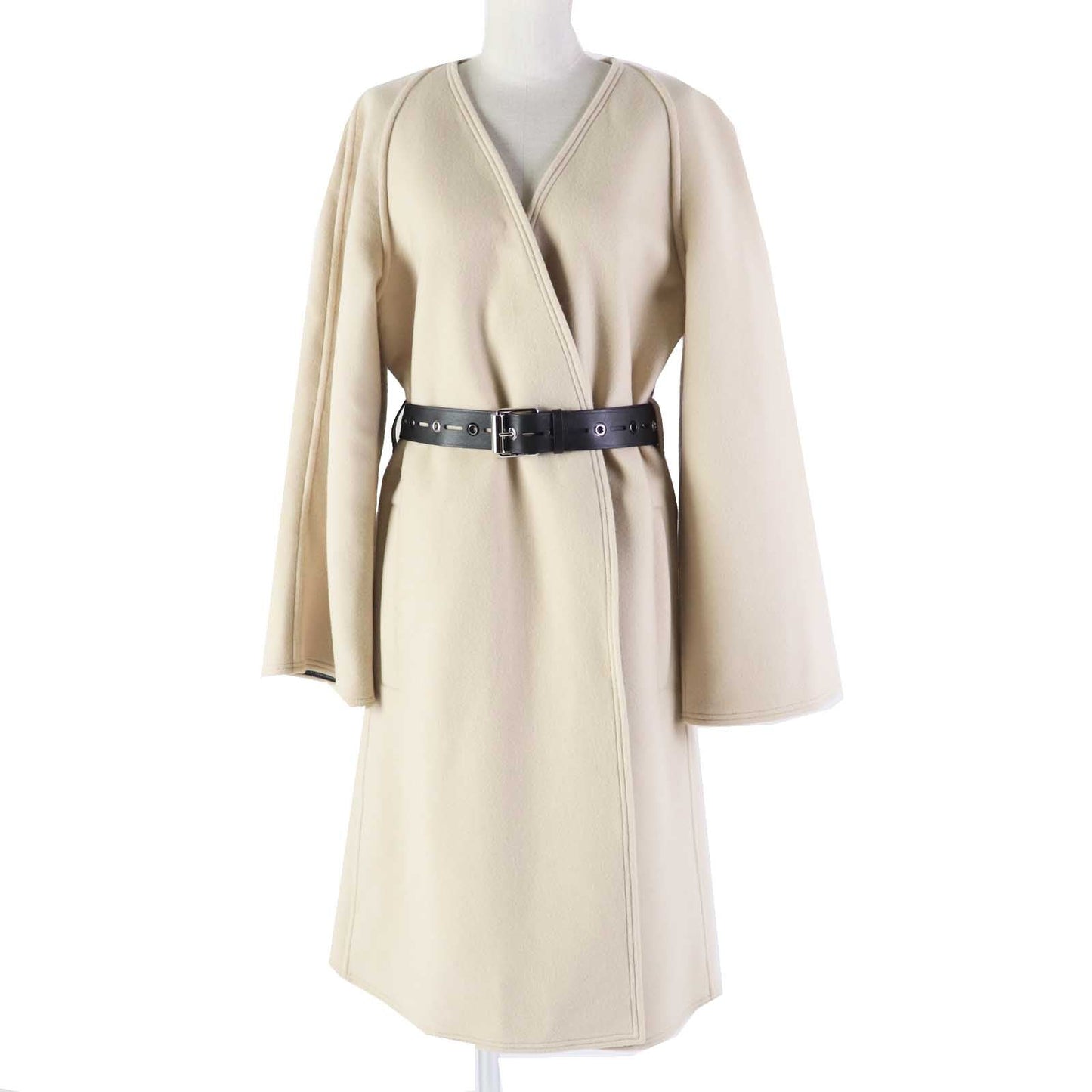 LOUIS VUITTON coat 1A4YSZ Outer: 100% cashmere, Lining: 50% rayon, Lining: 50% cupra, Part: 100% polyester, Part: lamb leather light beige Women 40  d