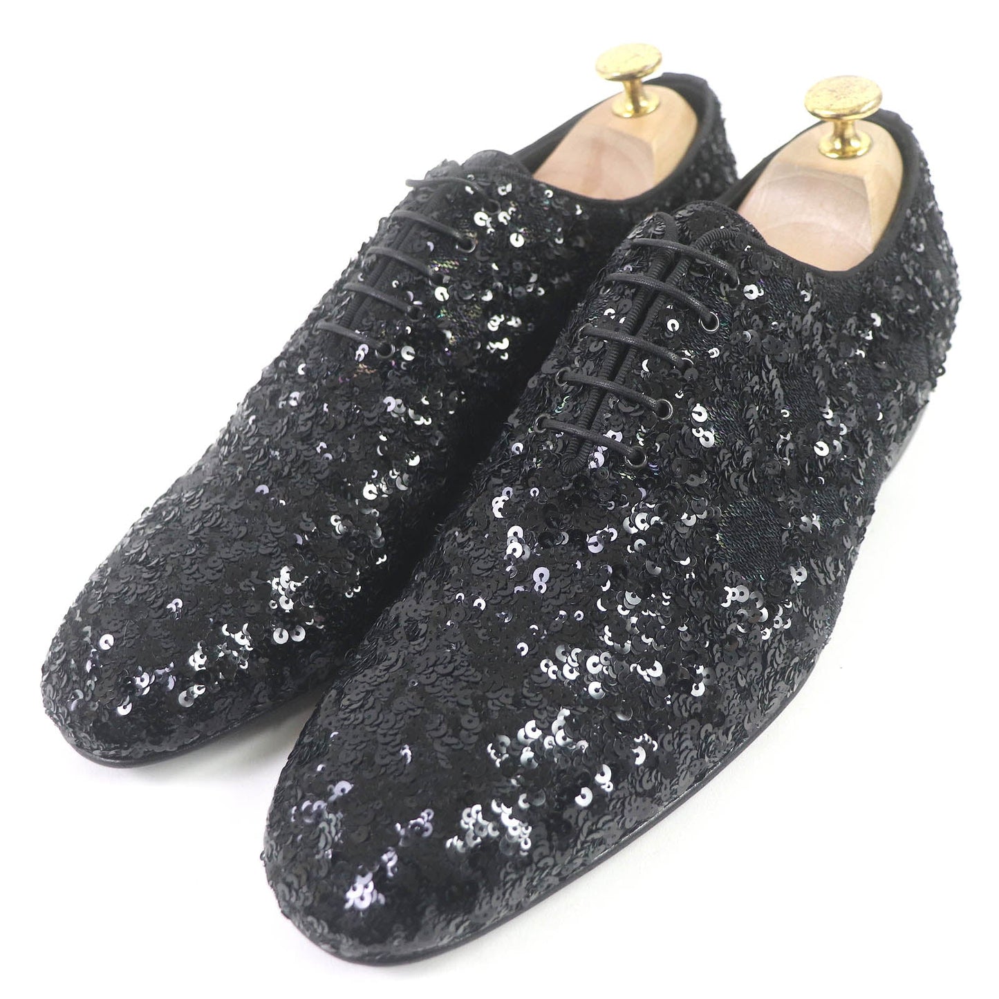 LOUIS VUITTON Dress shoes Main: Leather, Sequins black mens 7  d